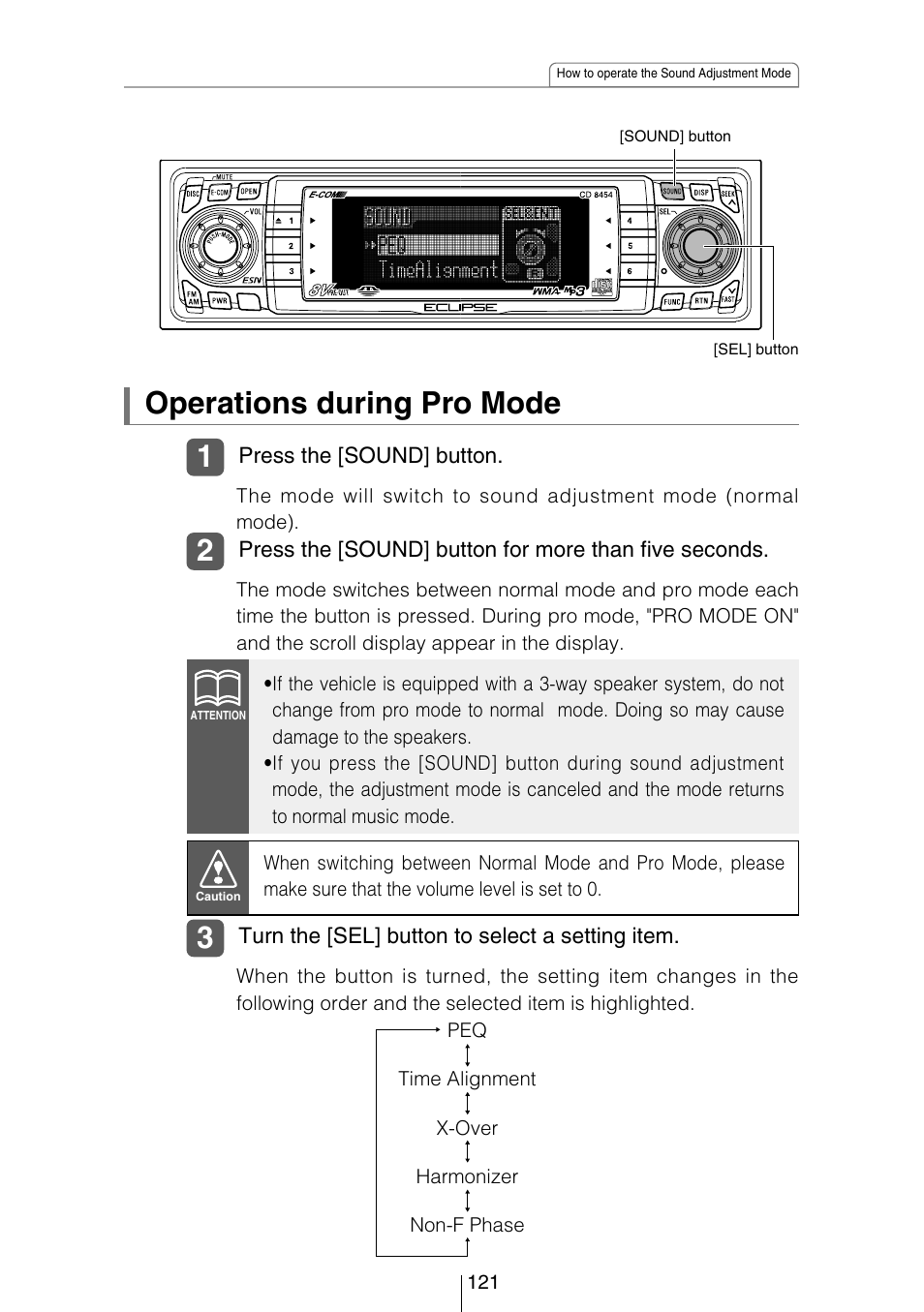 Operations during pro mode | Eclipse - Fujitsu Ten CD8454 User Manual | Page 121 / 180