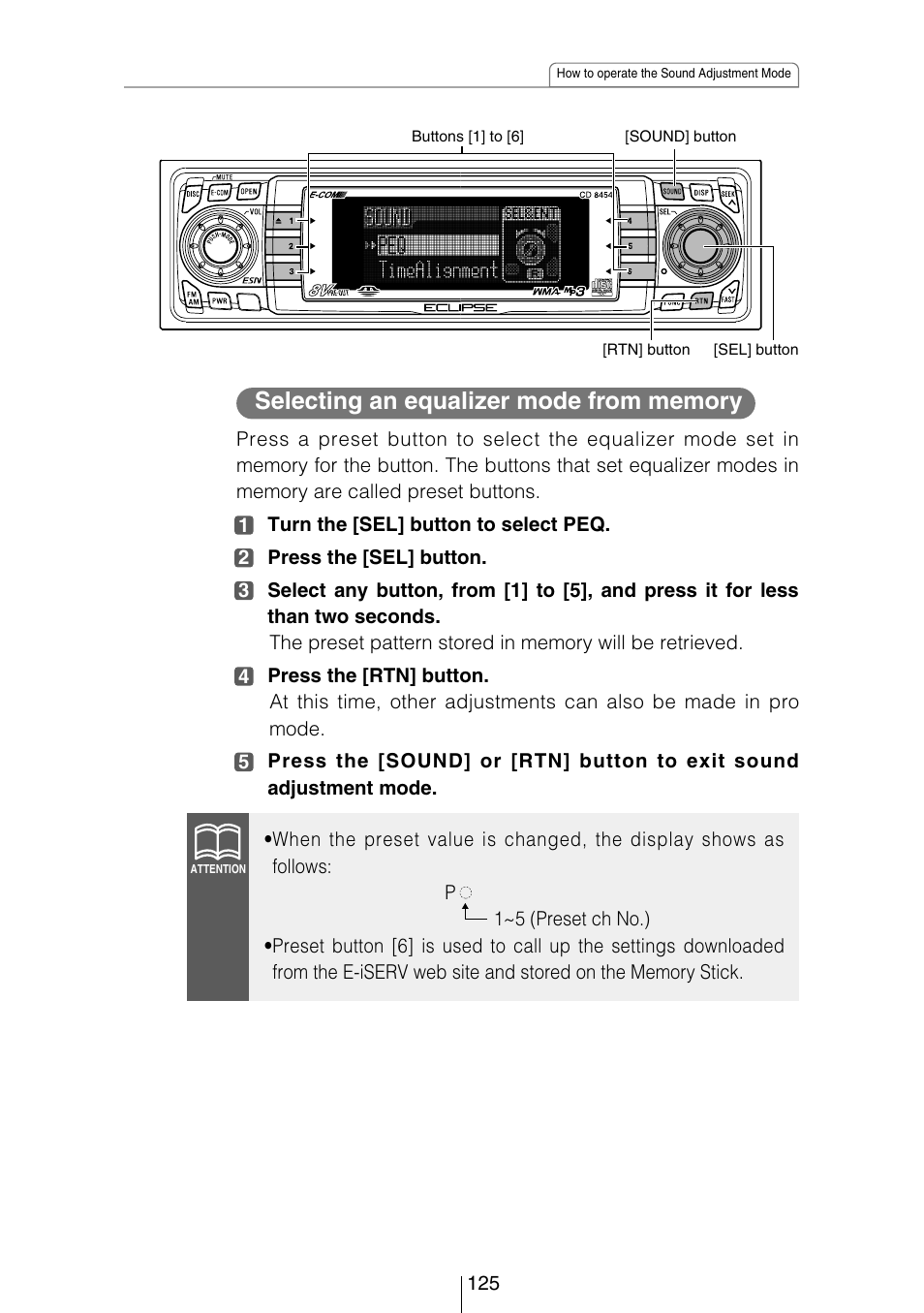 Eclipse - Fujitsu Ten CD8454 User Manual | Page 125 / 180