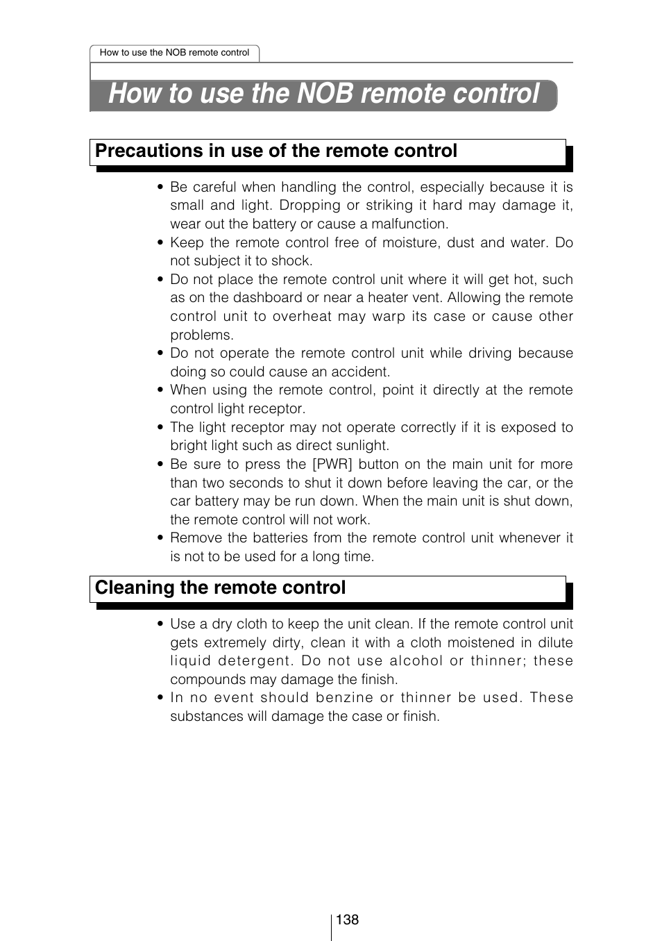 How to use the nob remote control | Eclipse - Fujitsu Ten CD8454 User Manual | Page 138 / 180