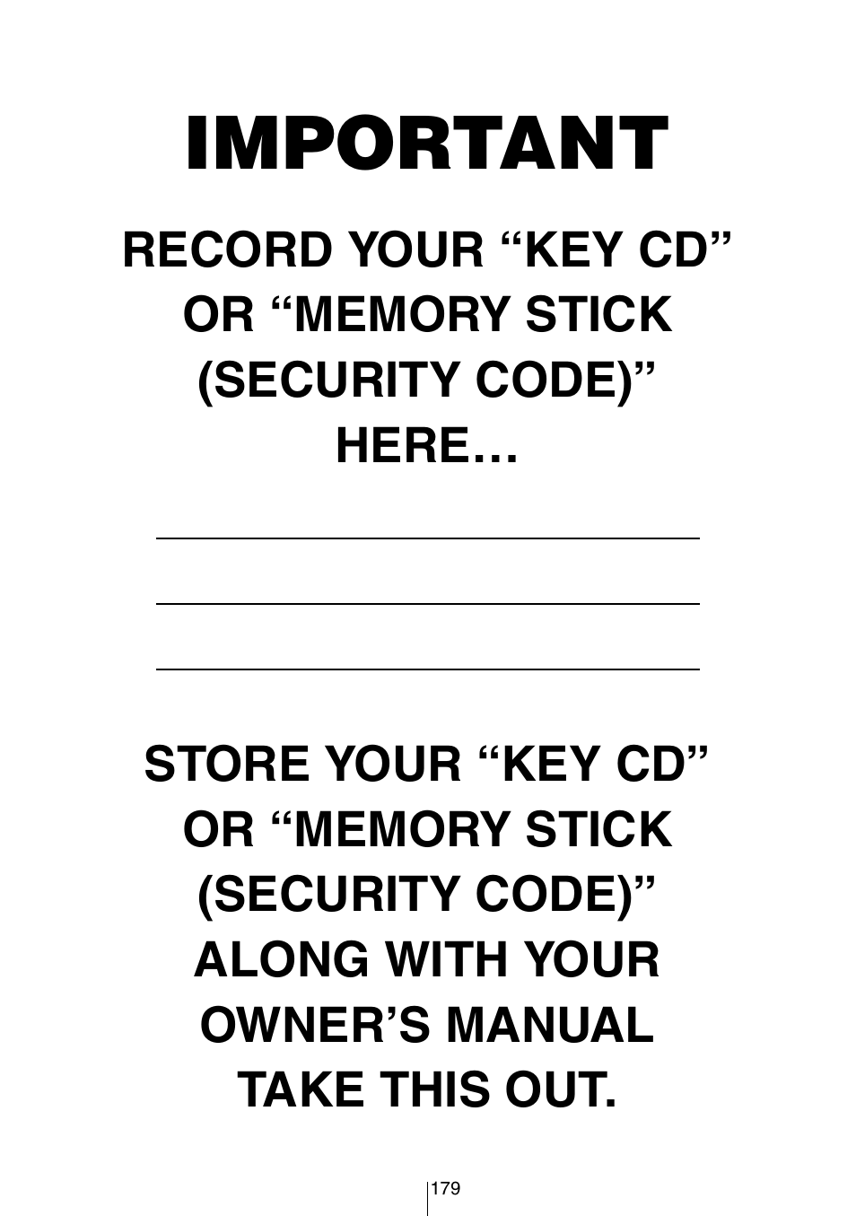 Important | Eclipse - Fujitsu Ten CD8454 User Manual | Page 179 / 180