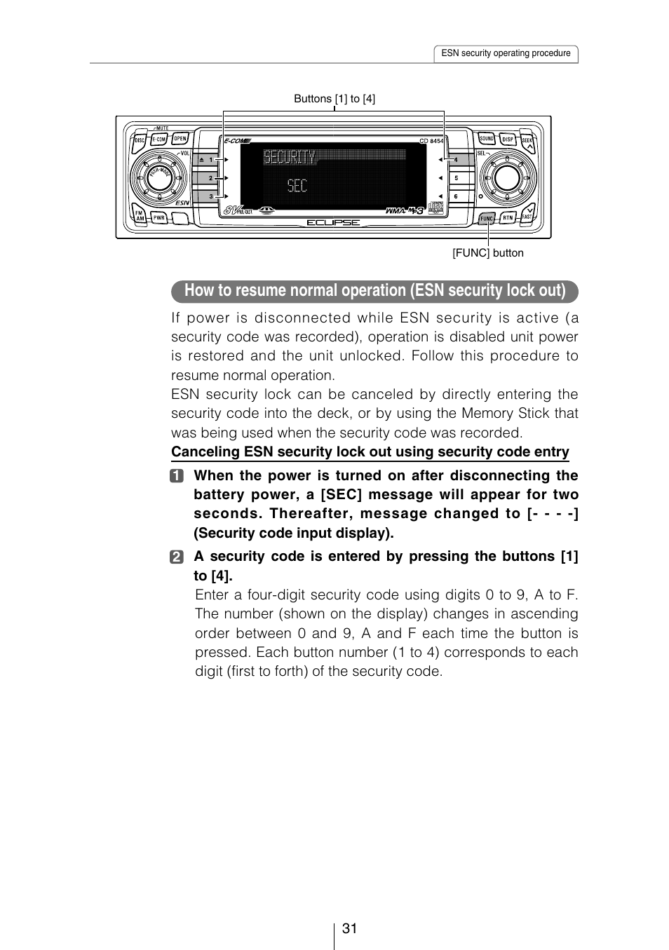 Eclipse - Fujitsu Ten CD8454 User Manual | Page 31 / 180