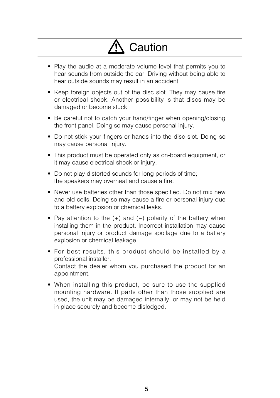 Caution | Eclipse - Fujitsu Ten CD8454 User Manual | Page 5 / 180