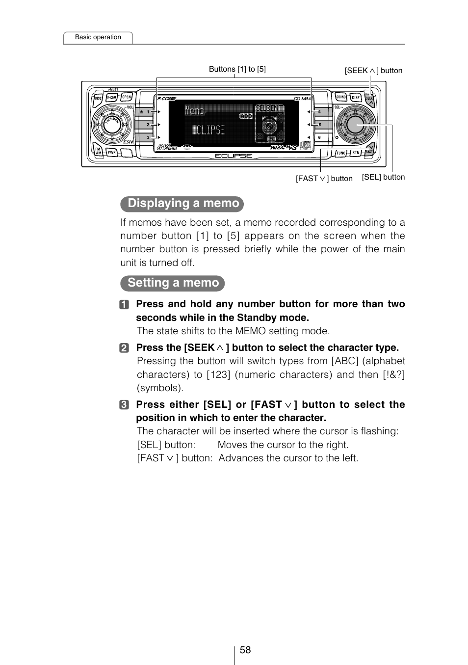Eclipse - Fujitsu Ten CD8454 User Manual | Page 58 / 180