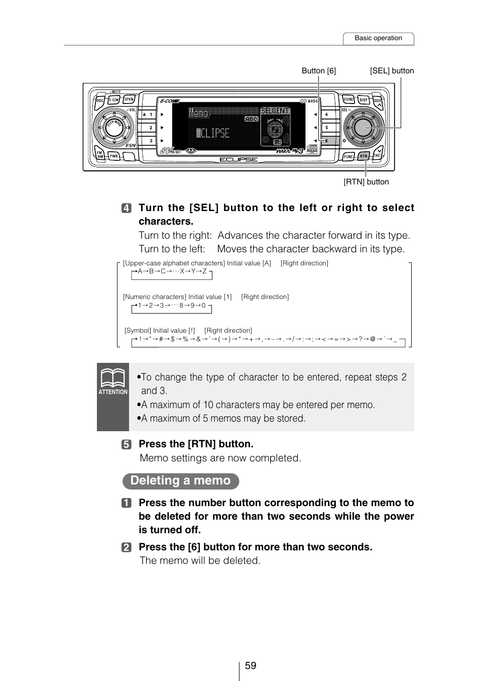 Eclipse - Fujitsu Ten CD8454 User Manual | Page 59 / 180