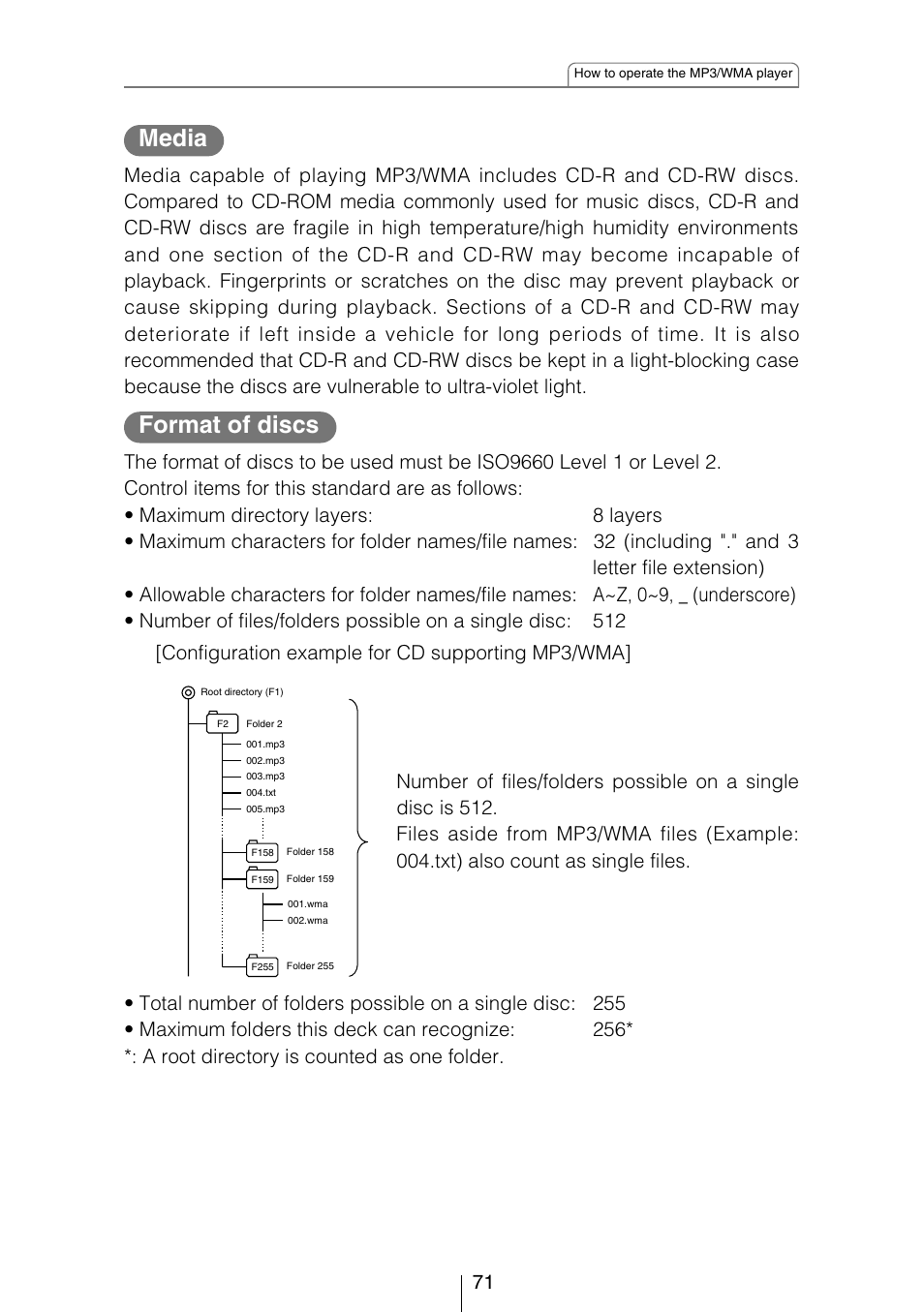 Media format of discs | Eclipse - Fujitsu Ten CD8454 User Manual | Page 71 / 180