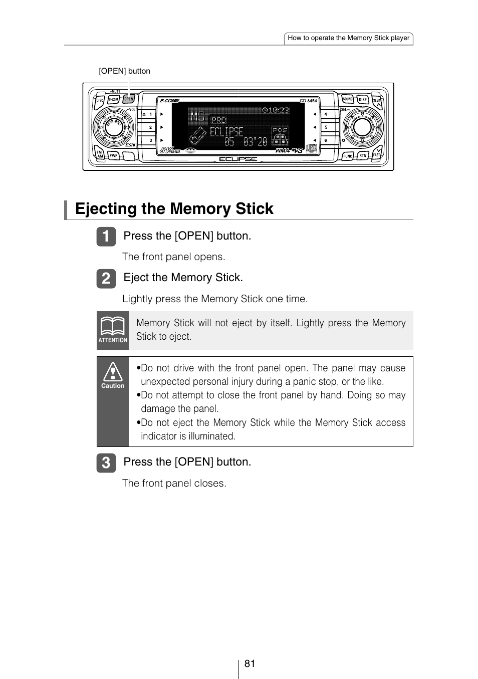 Eclipse - Fujitsu Ten CD8454 User Manual | Page 81 / 180