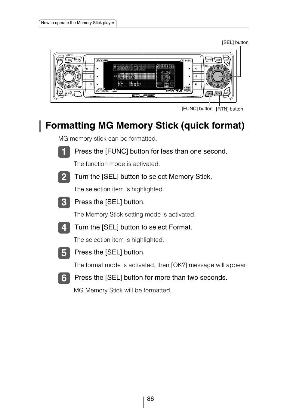 Eclipse - Fujitsu Ten CD8454 User Manual | Page 86 / 180