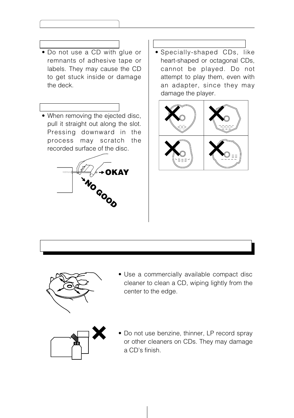 About cleaning a cd, Okay no good | Eclipse - Fujitsu Ten CD5415 User Manual | Page 14 / 95