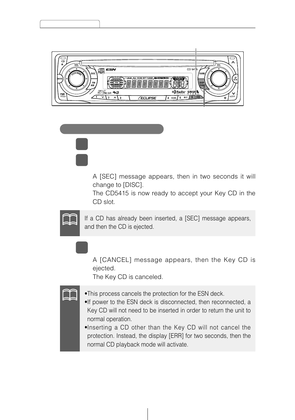 How to cancel the key cd | Eclipse - Fujitsu Ten CD5415 User Manual | Page 18 / 95