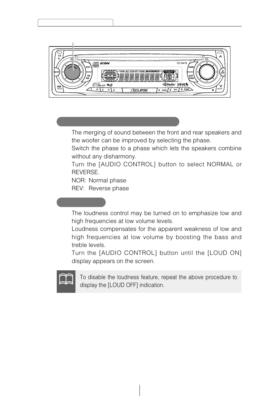 Nf-p (non-fader phase) mode, Loud mode | Eclipse - Fujitsu Ten CD5415 User Manual | Page 28 / 95