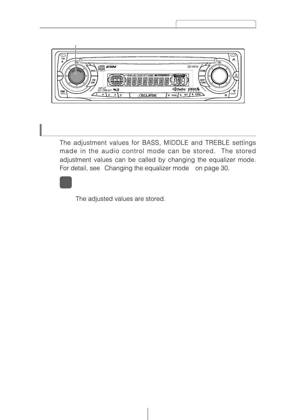 Storing user presets for the equalizer | Eclipse - Fujitsu Ten CD5415 User Manual | Page 29 / 95