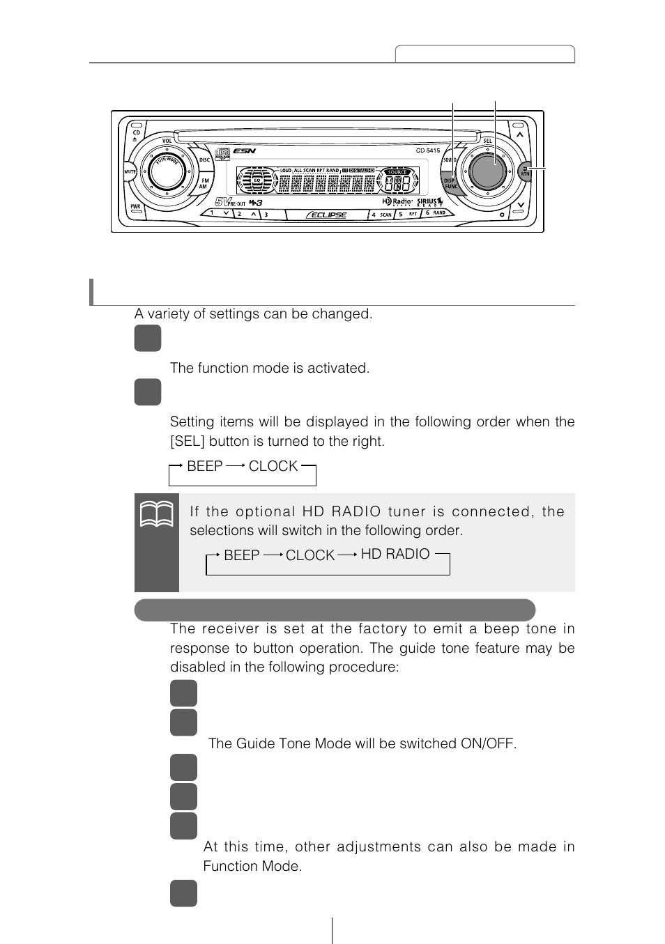 Making changes with function mode | Eclipse - Fujitsu Ten CD5415 User Manual | Page 31 / 95