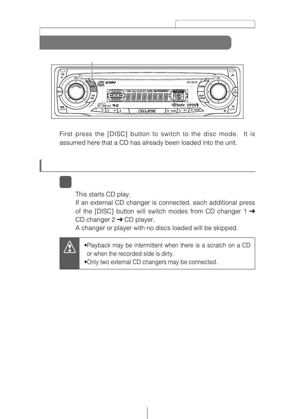 How to operate the cd player, Listening to cds | Eclipse - Fujitsu Ten CD5415 User Manual | Page 33 / 95