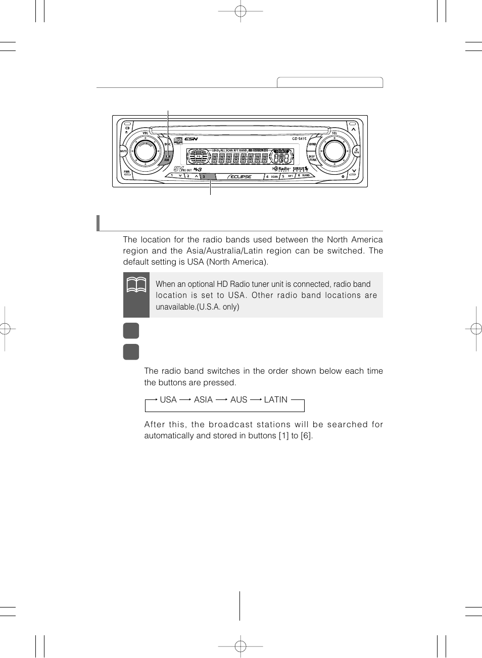 Changing the radio band location | Eclipse - Fujitsu Ten CD5415 User Manual | Page 51 / 95