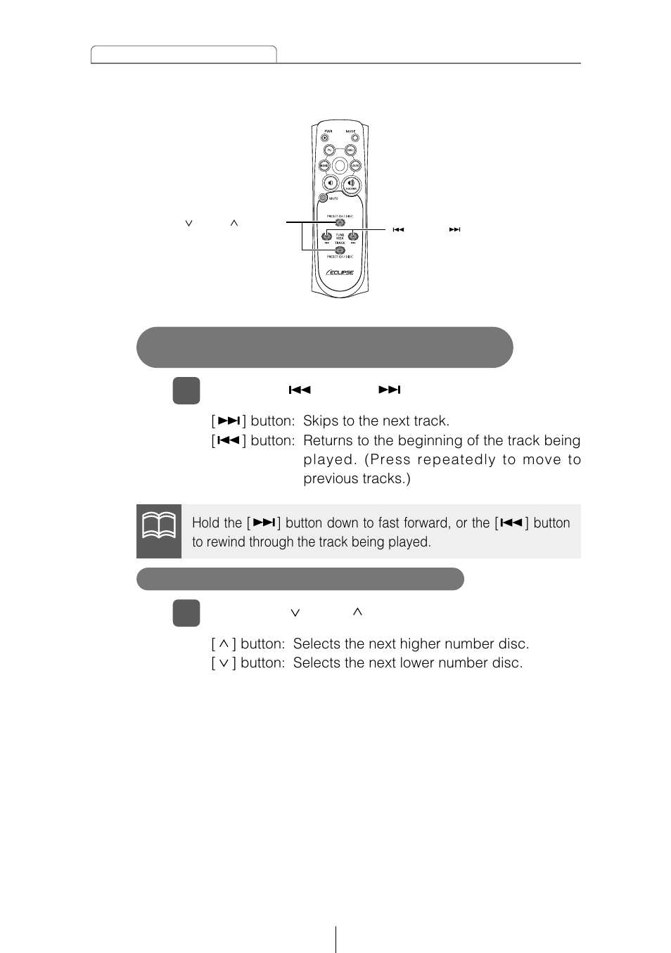 Skipping to the next or previous disc | Eclipse - Fujitsu Ten CD5415 User Manual | Page 58 / 95