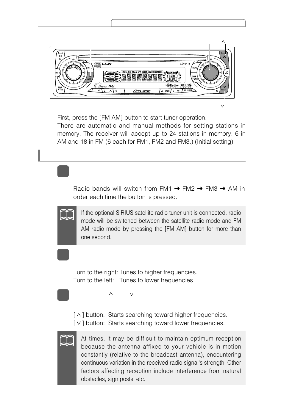 Tuning to a station | Eclipse - Fujitsu Ten CD5415 User Manual | Page 67 / 95