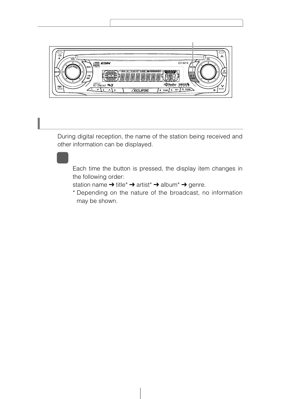 Switching between displays when receiving hd radio | Eclipse - Fujitsu Ten CD5415 User Manual | Page 71 / 95