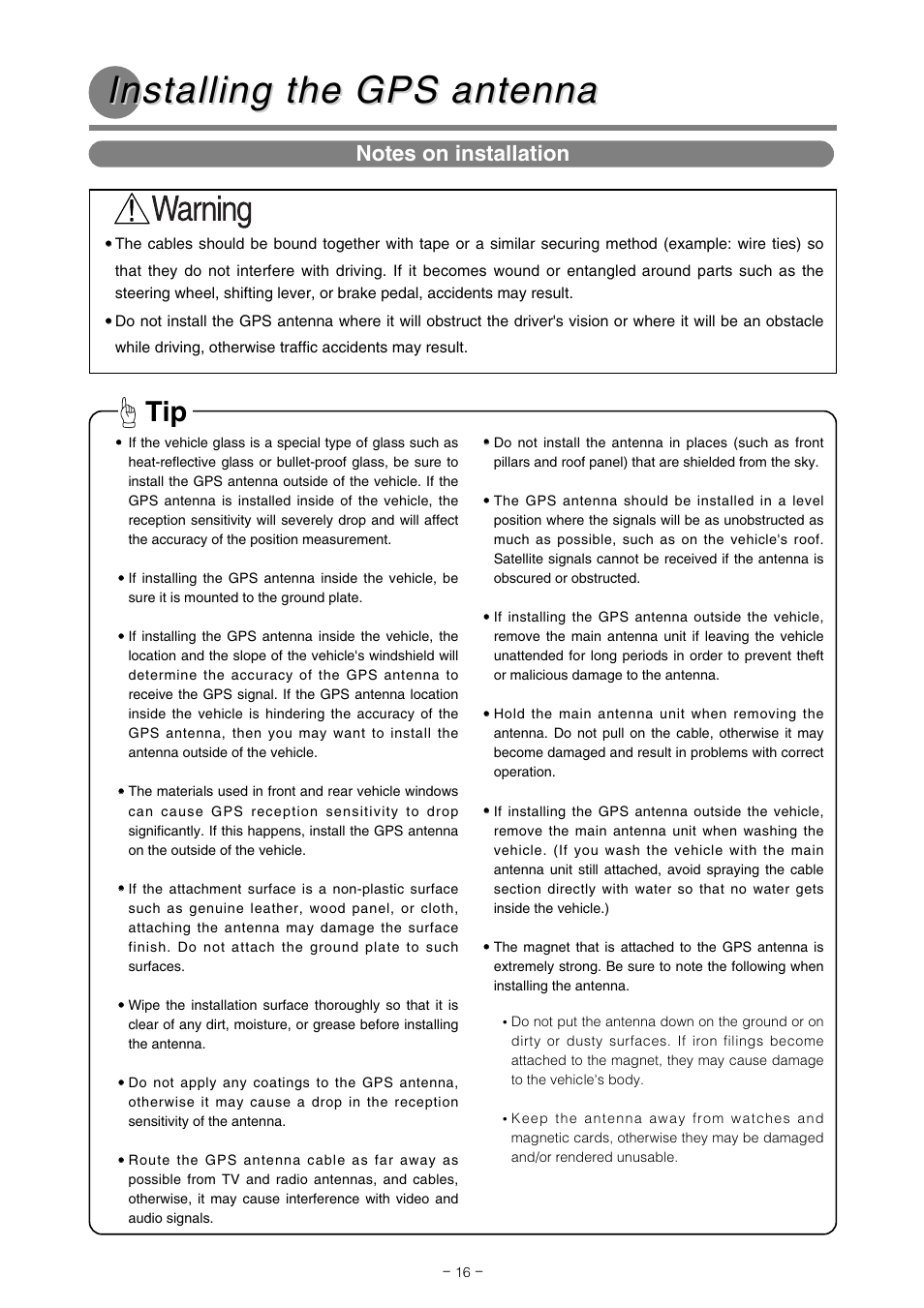 Installing the gps antenna | Eclipse - Fujitsu Ten AVN7000  EN User Manual | Page 16 / 20