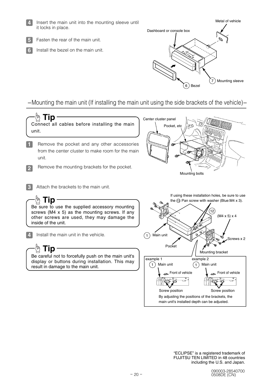 Eclipse - Fujitsu Ten AVN7000  EN User Manual | Page 20 / 20