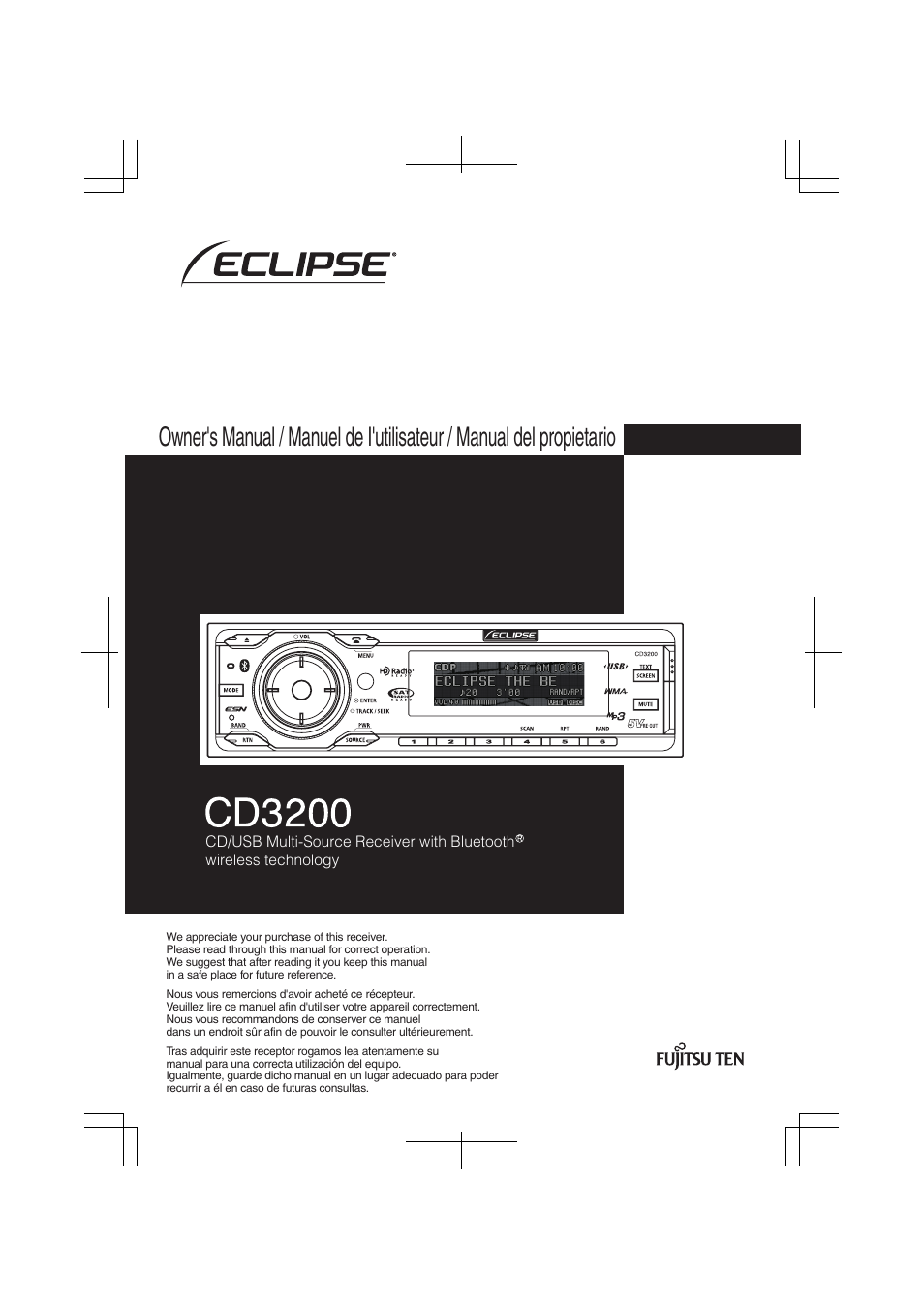 Eclipse - Fujitsu Ten ECLIPSE CD3200 User Manual | 111 pages