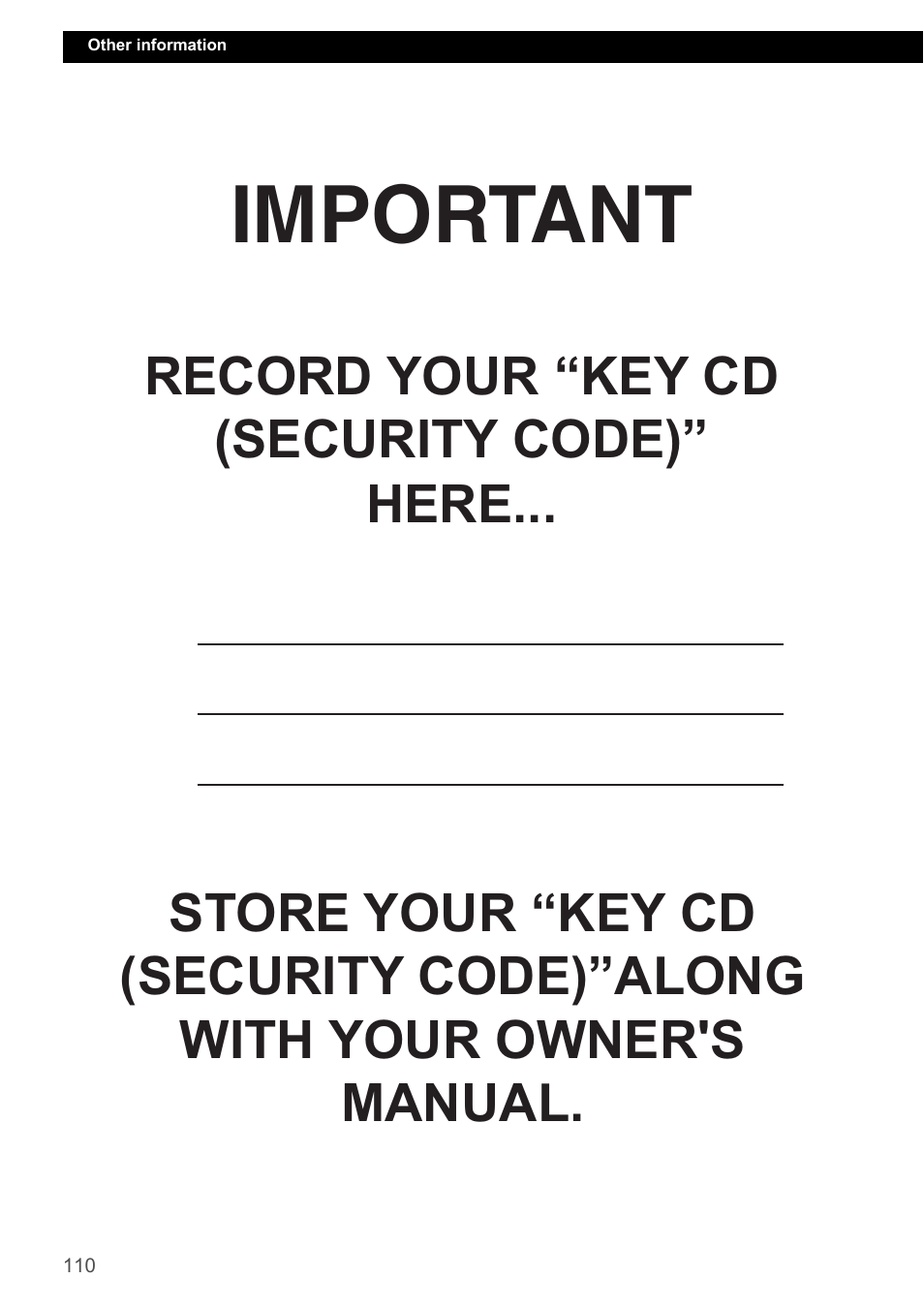 Important | Eclipse - Fujitsu Ten ECLIPSE CD3200 User Manual | Page 110 / 111