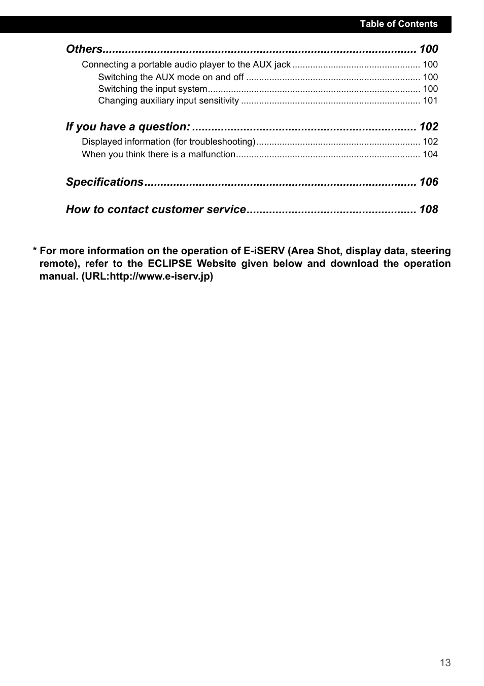 Eclipse - Fujitsu Ten ECLIPSE CD3200 User Manual | Page 13 / 111