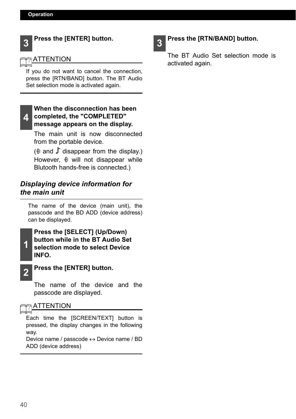 Displaying device information for the main unit | Eclipse - Fujitsu Ten ECLIPSE CD3200 User Manual | Page 40 / 111