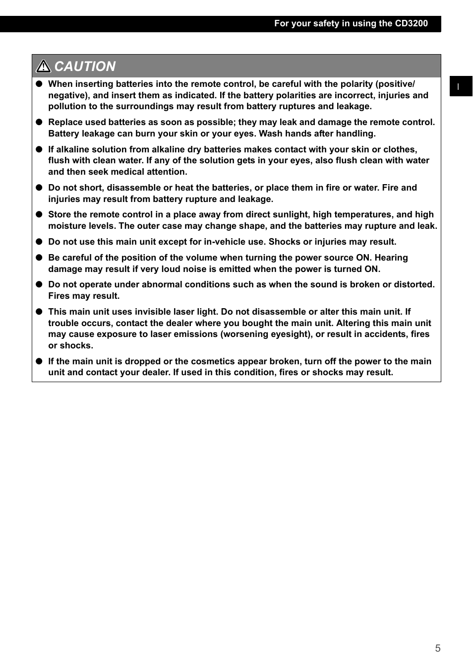 Caution 1 2 | Eclipse - Fujitsu Ten ECLIPSE CD3200 User Manual | Page 5 / 111