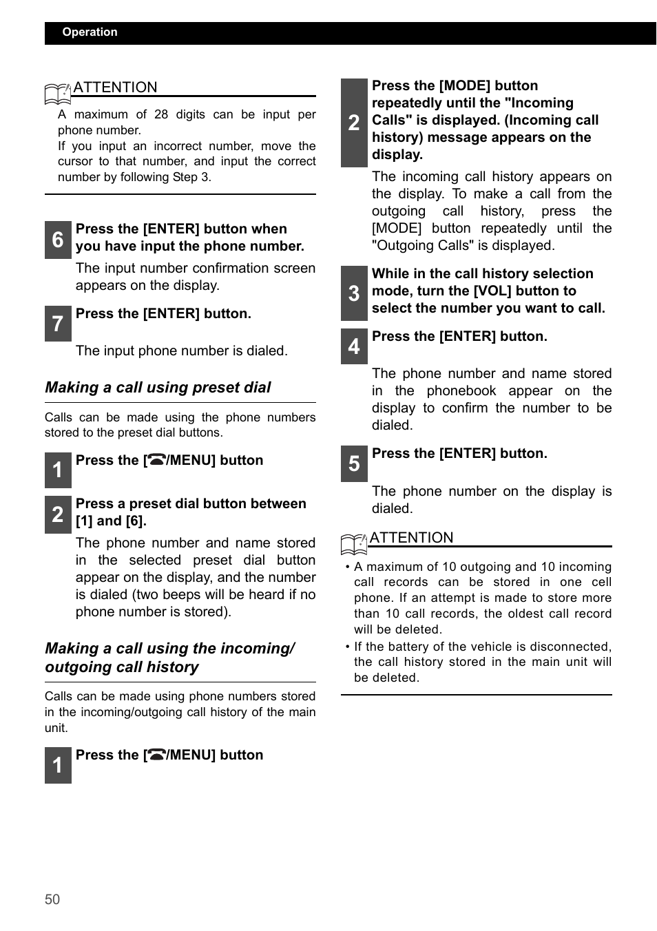 Making a call using preset dial | Eclipse - Fujitsu Ten ECLIPSE CD3200 User Manual | Page 50 / 111