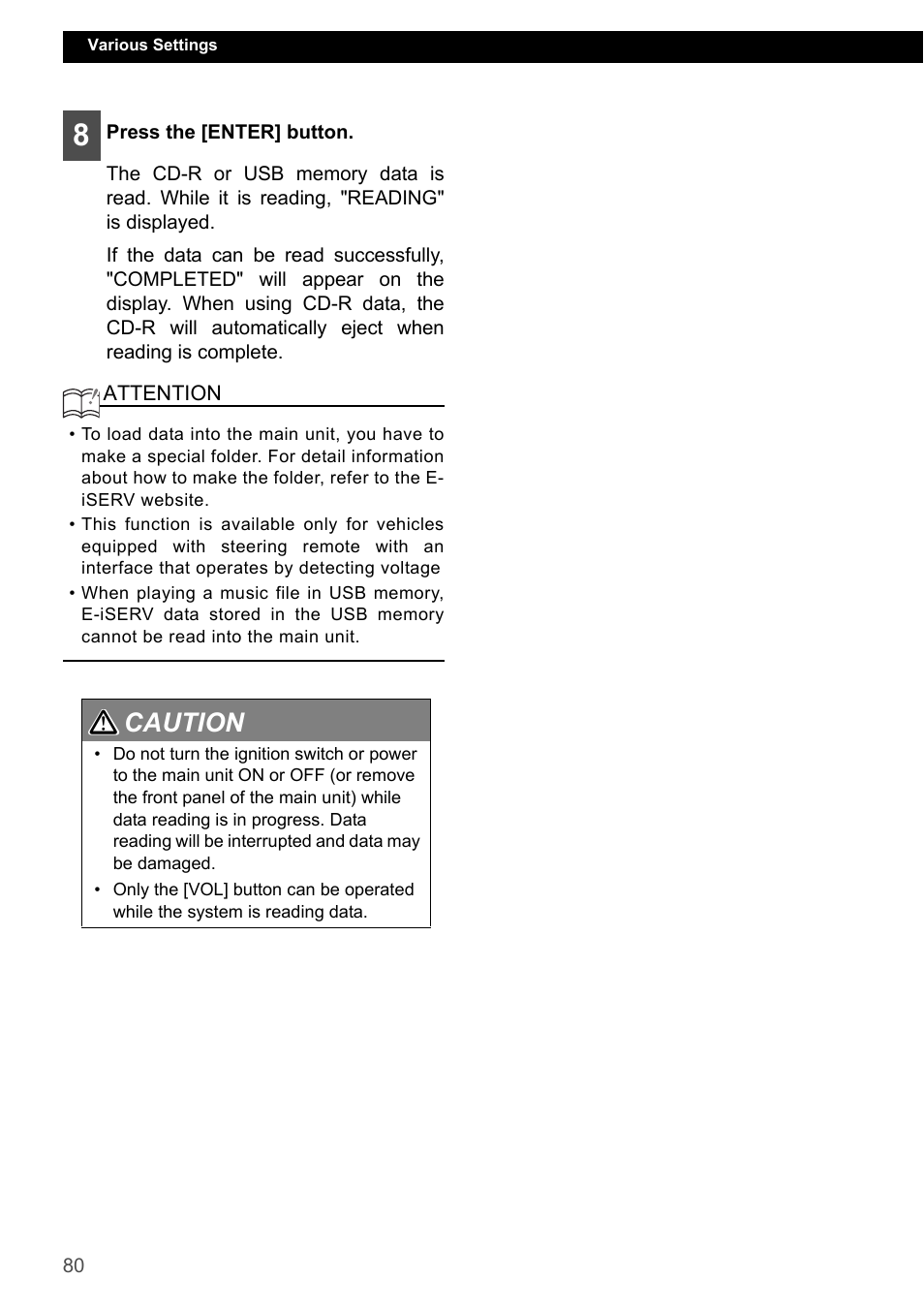 Caution 1 2 | Eclipse - Fujitsu Ten ECLIPSE CD3200 User Manual | Page 80 / 111