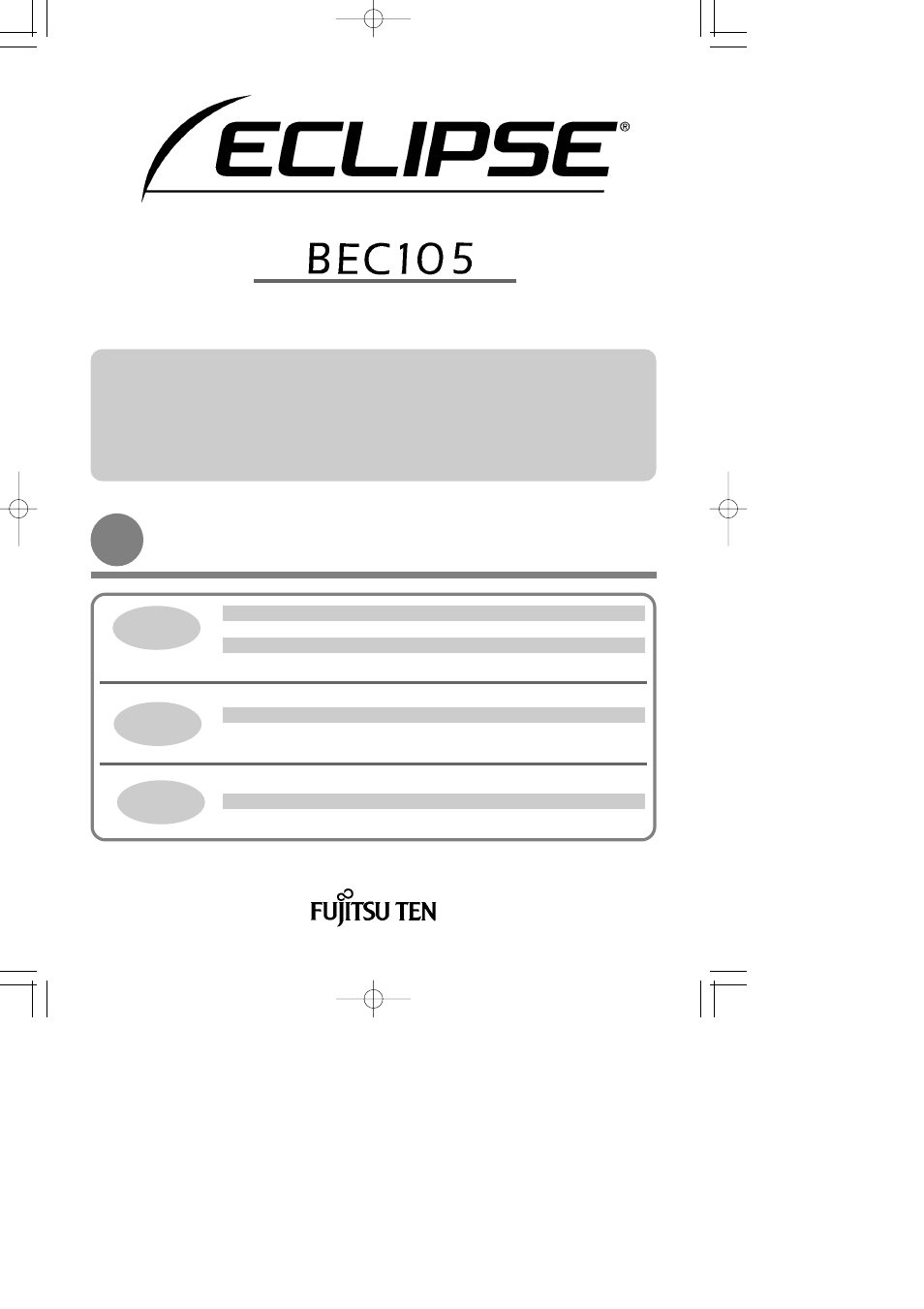 Eclipse - Fujitsu Ten BEC105 User Manual | 12 pages