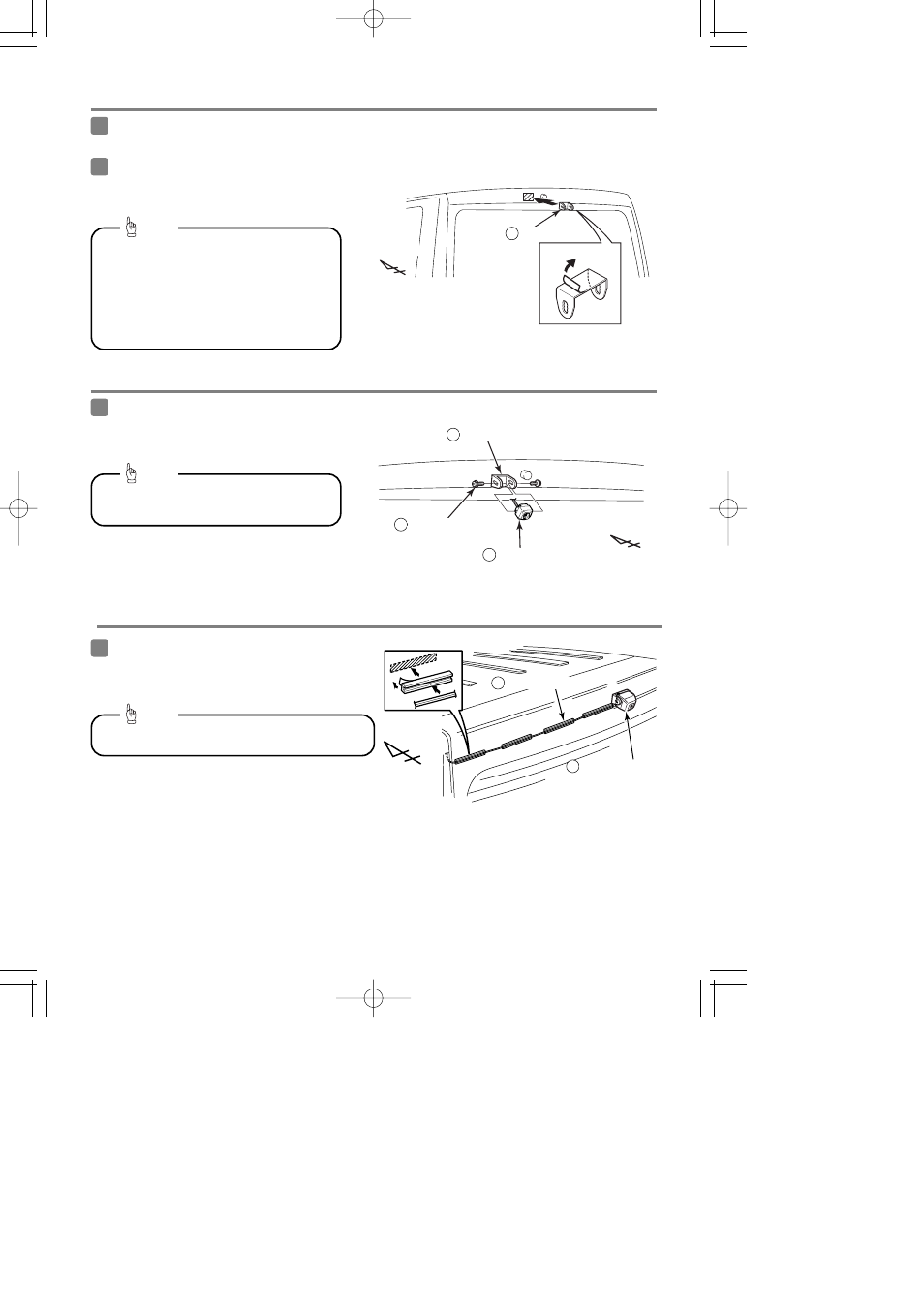 If installing underneath a rear spoiler (example), If installing directly to the back door (example) | Eclipse - Fujitsu Ten BEC105 User Manual | Page 9 / 12