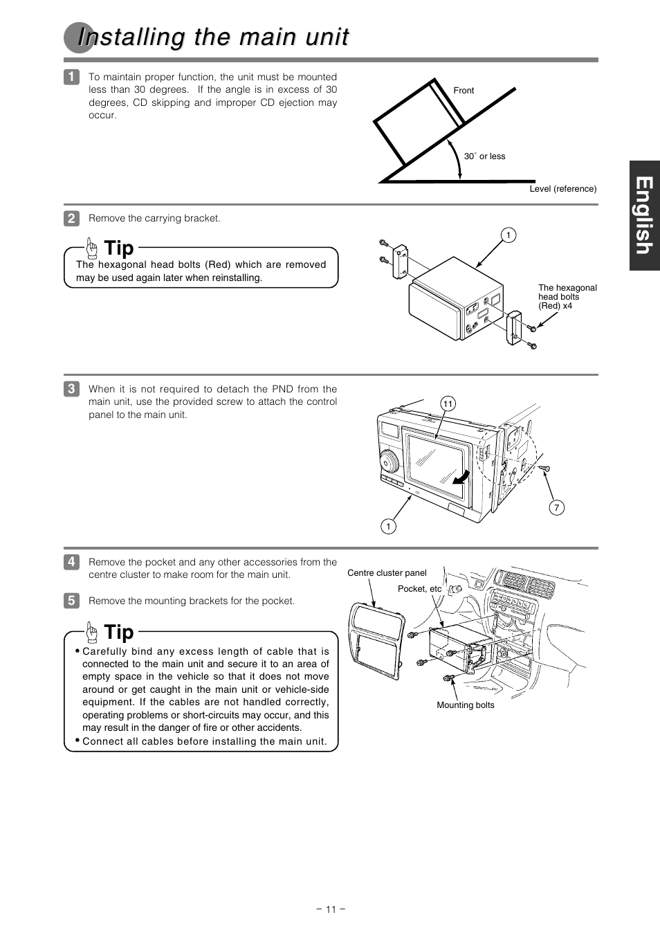 Installing the main unit | Eclipse - Fujitsu Ten AVN2227P User Manual | Page 11 / 12