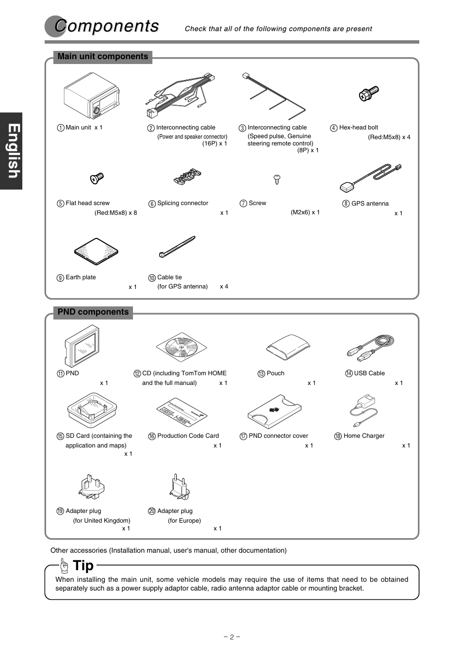 Components | Eclipse - Fujitsu Ten AVN2227P User Manual | Page 2 / 12