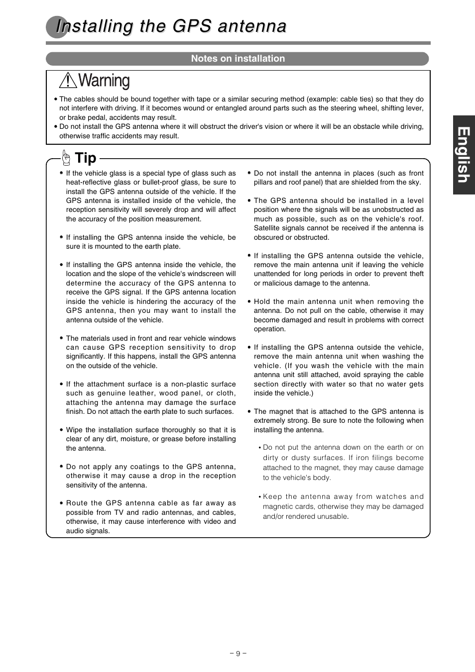 Installing the gps antenna | Eclipse - Fujitsu Ten AVN2227P User Manual | Page 9 / 12