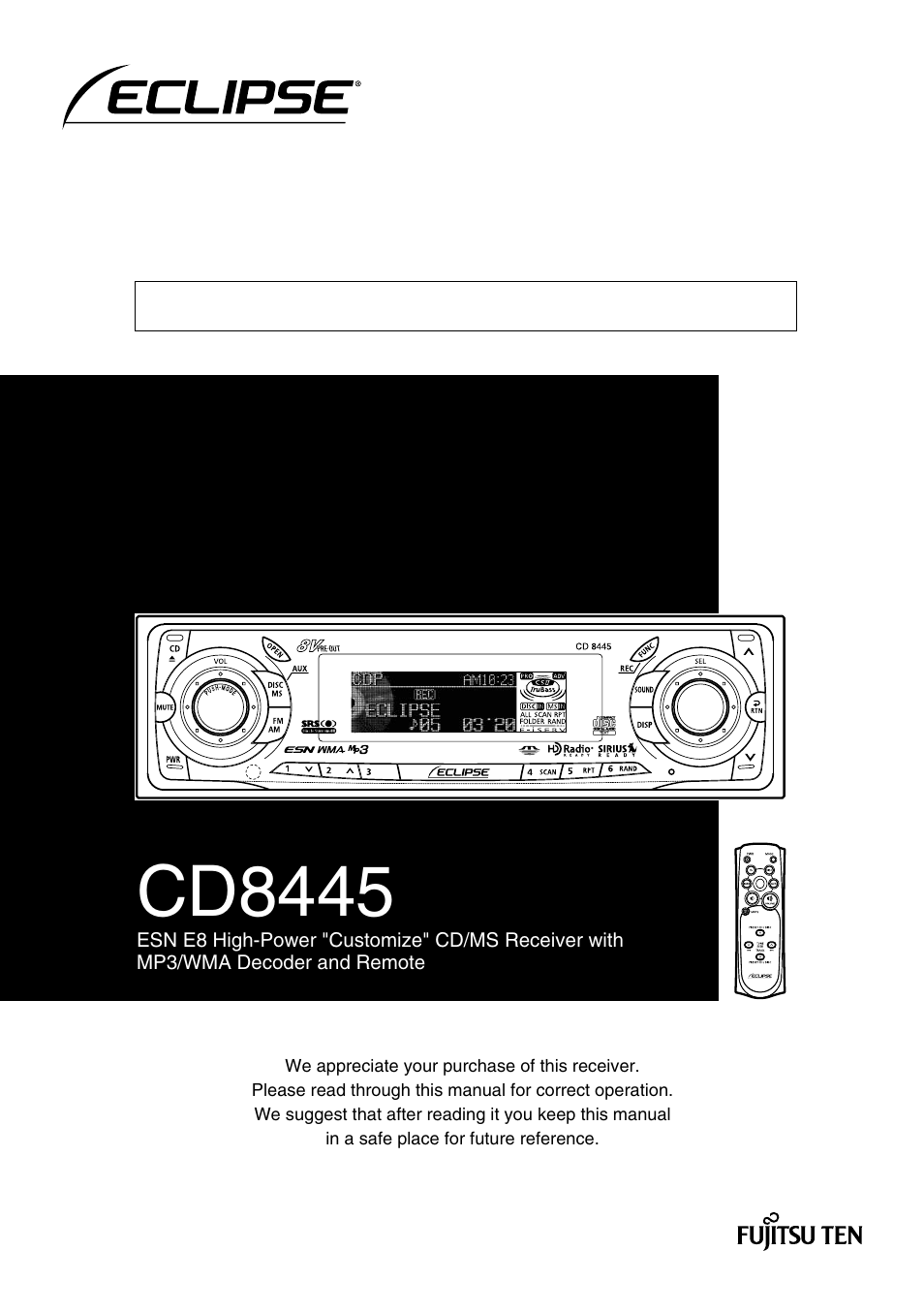 Eclipse - Fujitsu Ten CD8445 User Manual | 212 pages