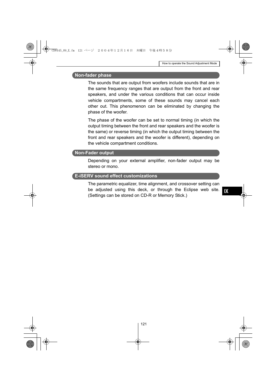 Eclipse - Fujitsu Ten CD8445 User Manual | Page 121 / 212