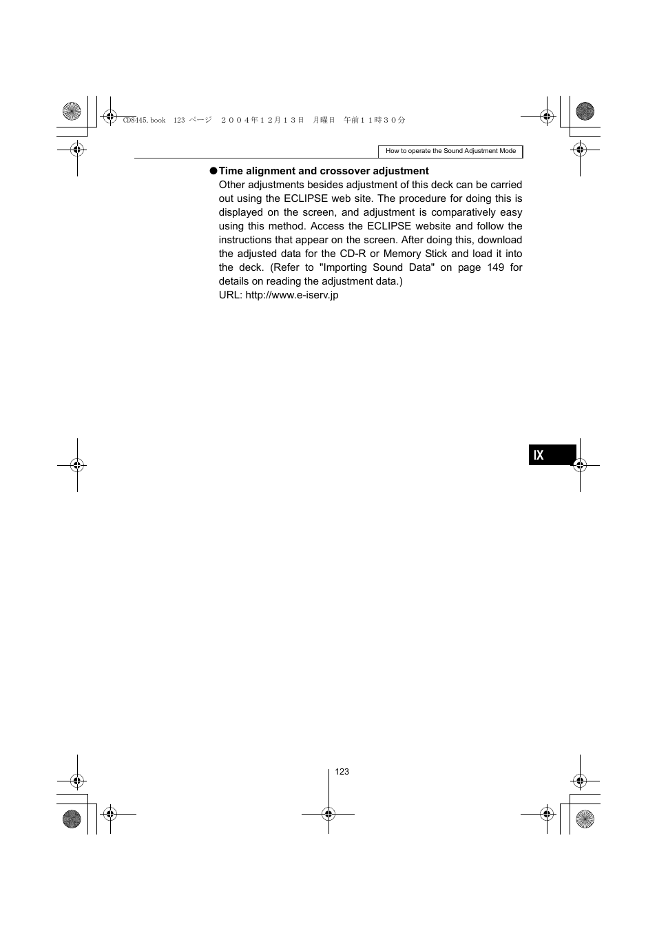 Eclipse - Fujitsu Ten CD8445 User Manual | Page 123 / 212