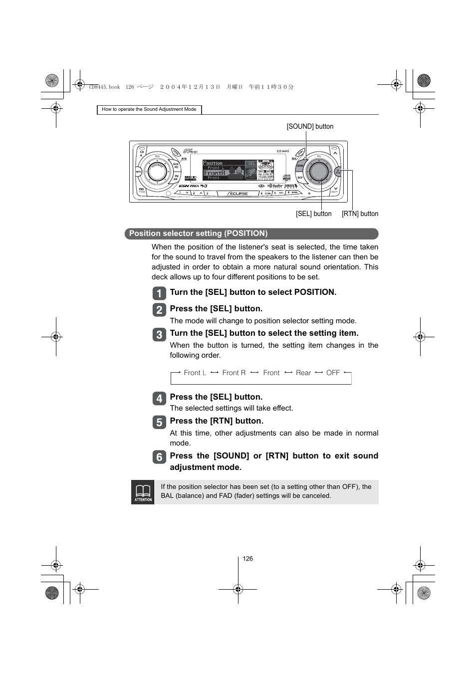 Eclipse - Fujitsu Ten CD8445 User Manual | Page 126 / 212