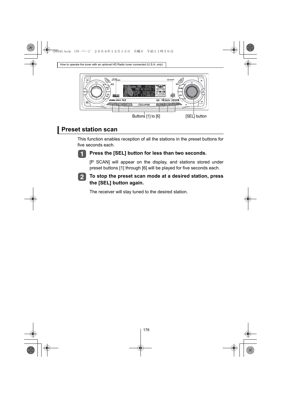 Preset station scan | Eclipse - Fujitsu Ten CD8445 User Manual | Page 178 / 212