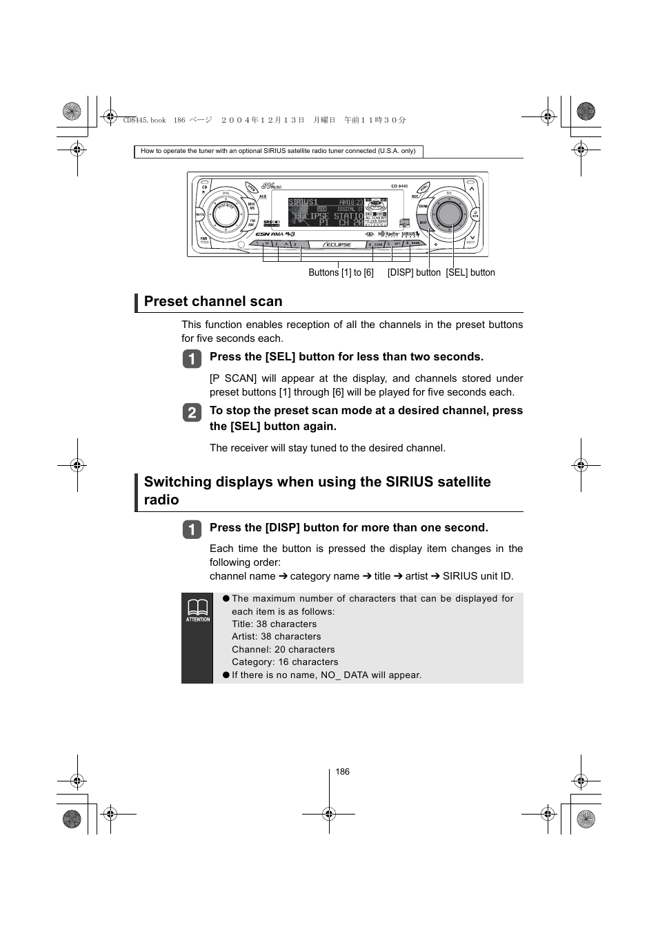 Preset channel scan | Eclipse - Fujitsu Ten CD8445 User Manual | Page 186 / 212