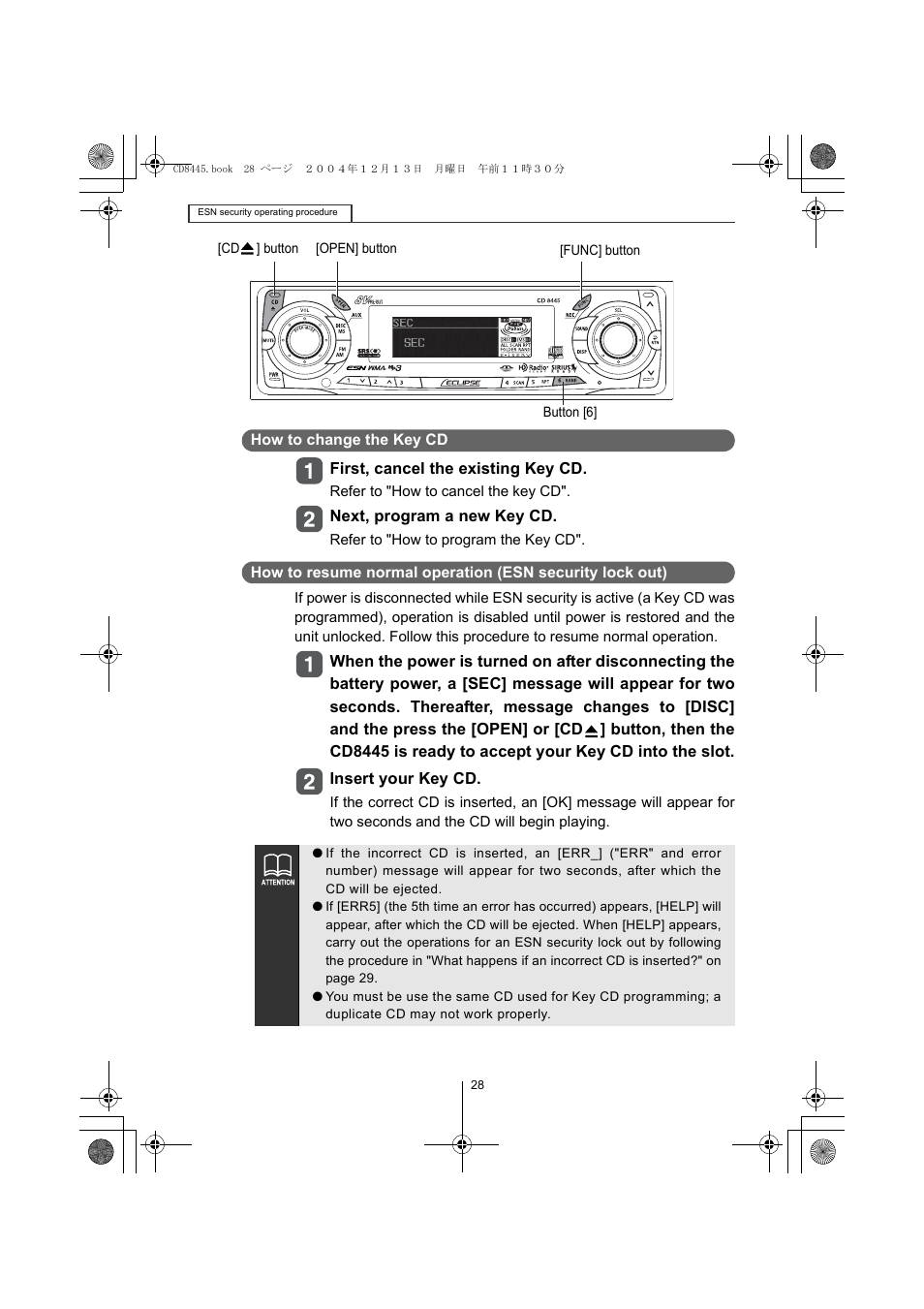 Eclipse - Fujitsu Ten CD8445 User Manual | Page 28 / 212