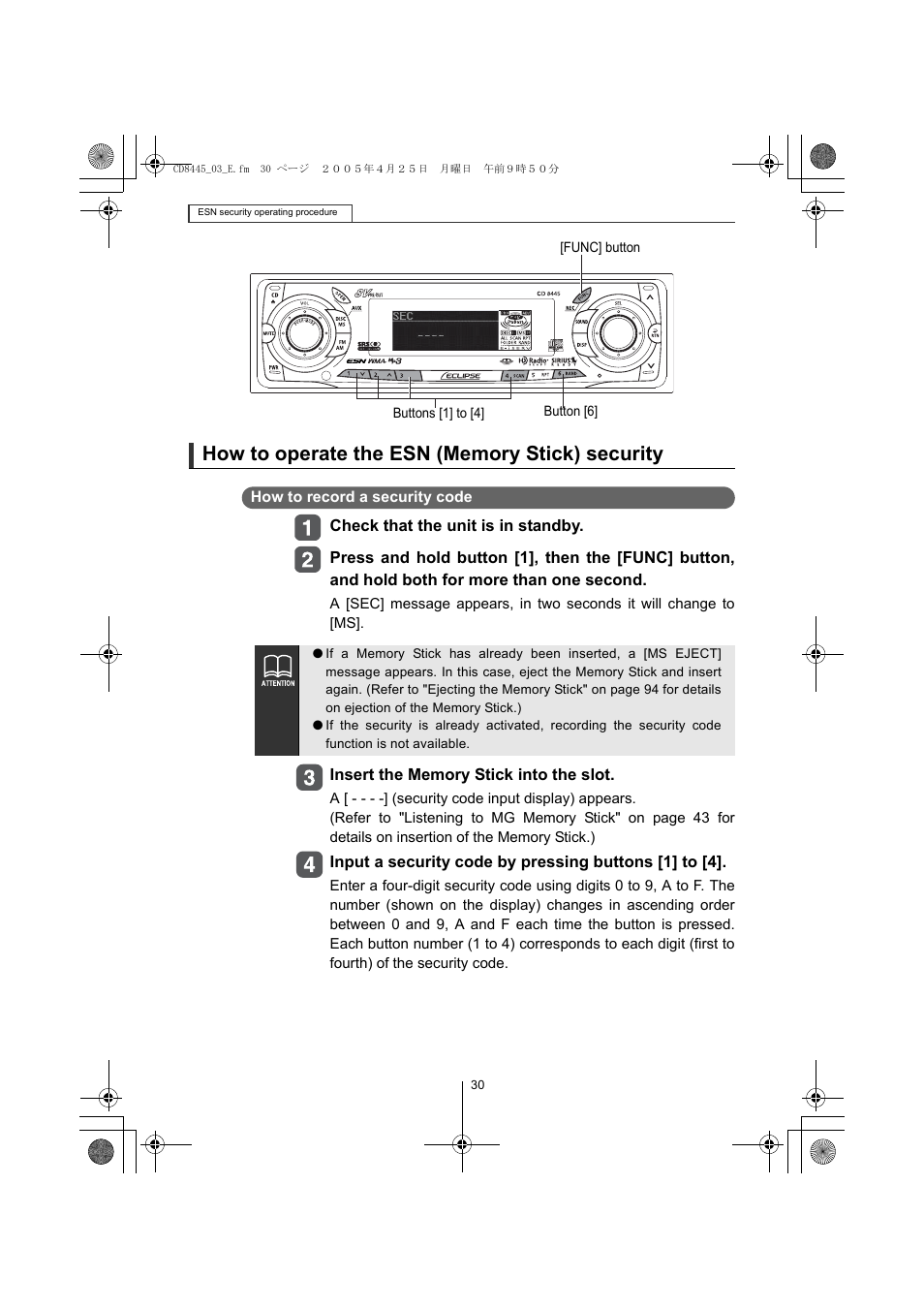 Eclipse - Fujitsu Ten CD8445 User Manual | Page 30 / 212