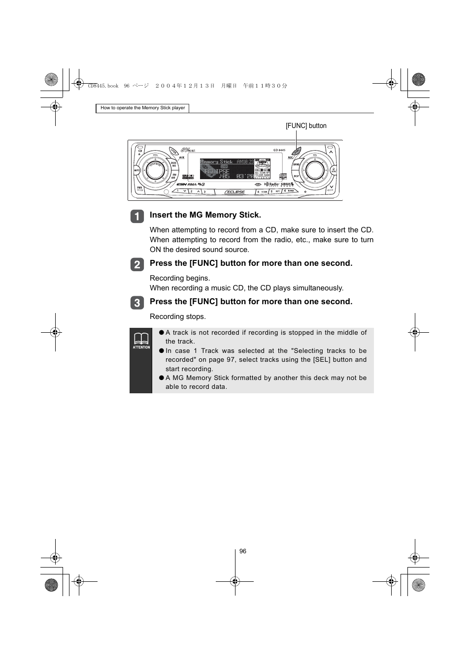 Eclipse - Fujitsu Ten CD8445 User Manual | Page 96 / 212