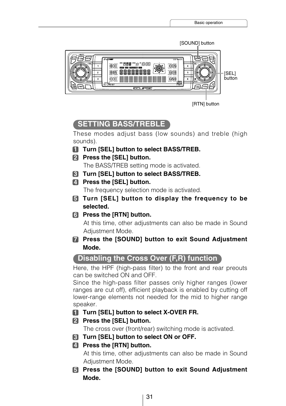 Eclipse - Fujitsu Ten CD5423 User Manual | Page 31 / 96