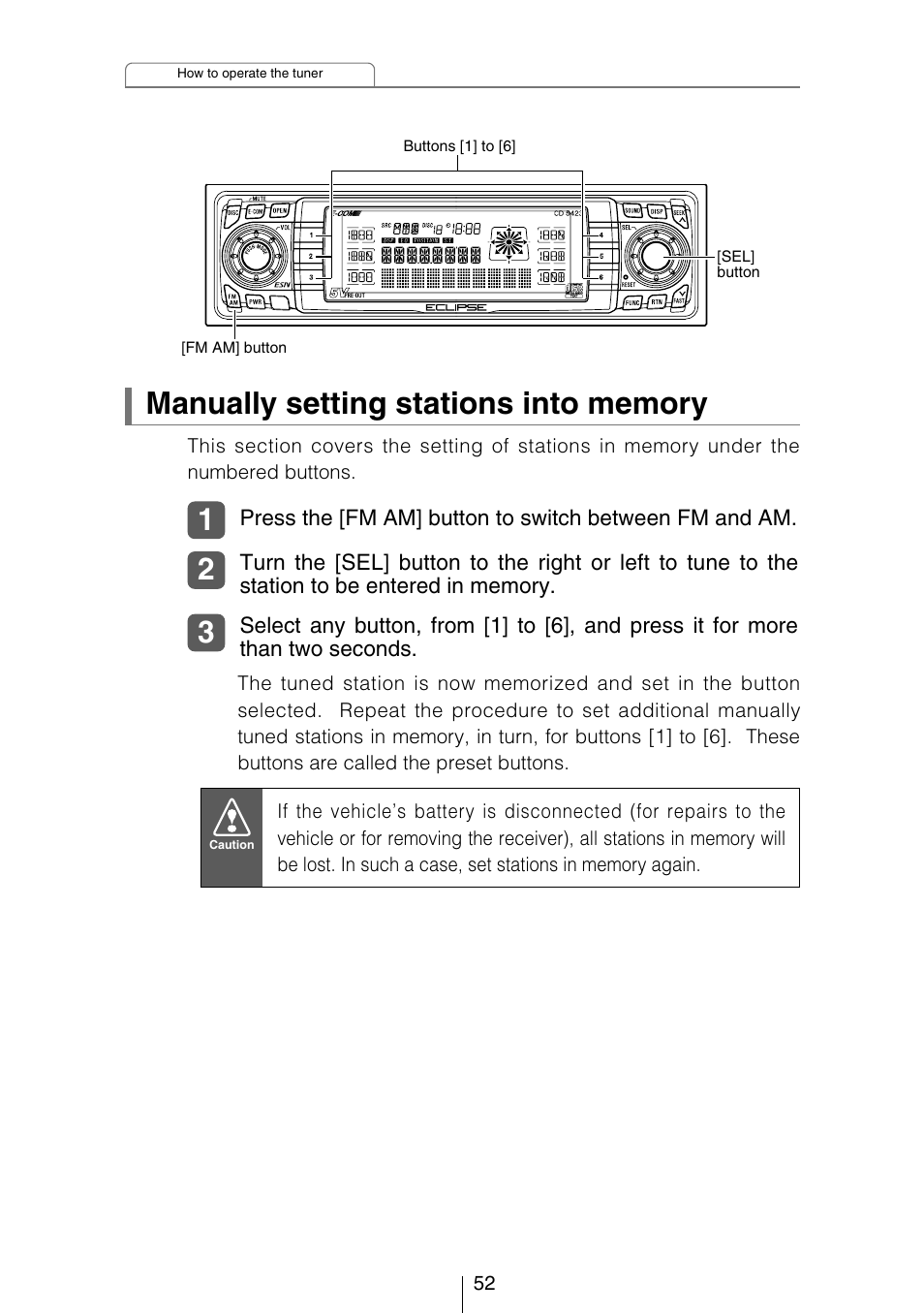 Eclipse - Fujitsu Ten CD5423 User Manual | Page 52 / 96