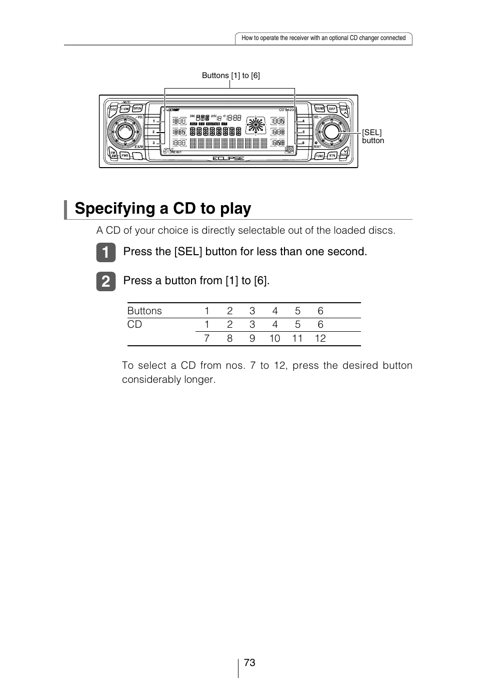 2specifying a cd to play | Eclipse - Fujitsu Ten CD5423 User Manual | Page 73 / 96