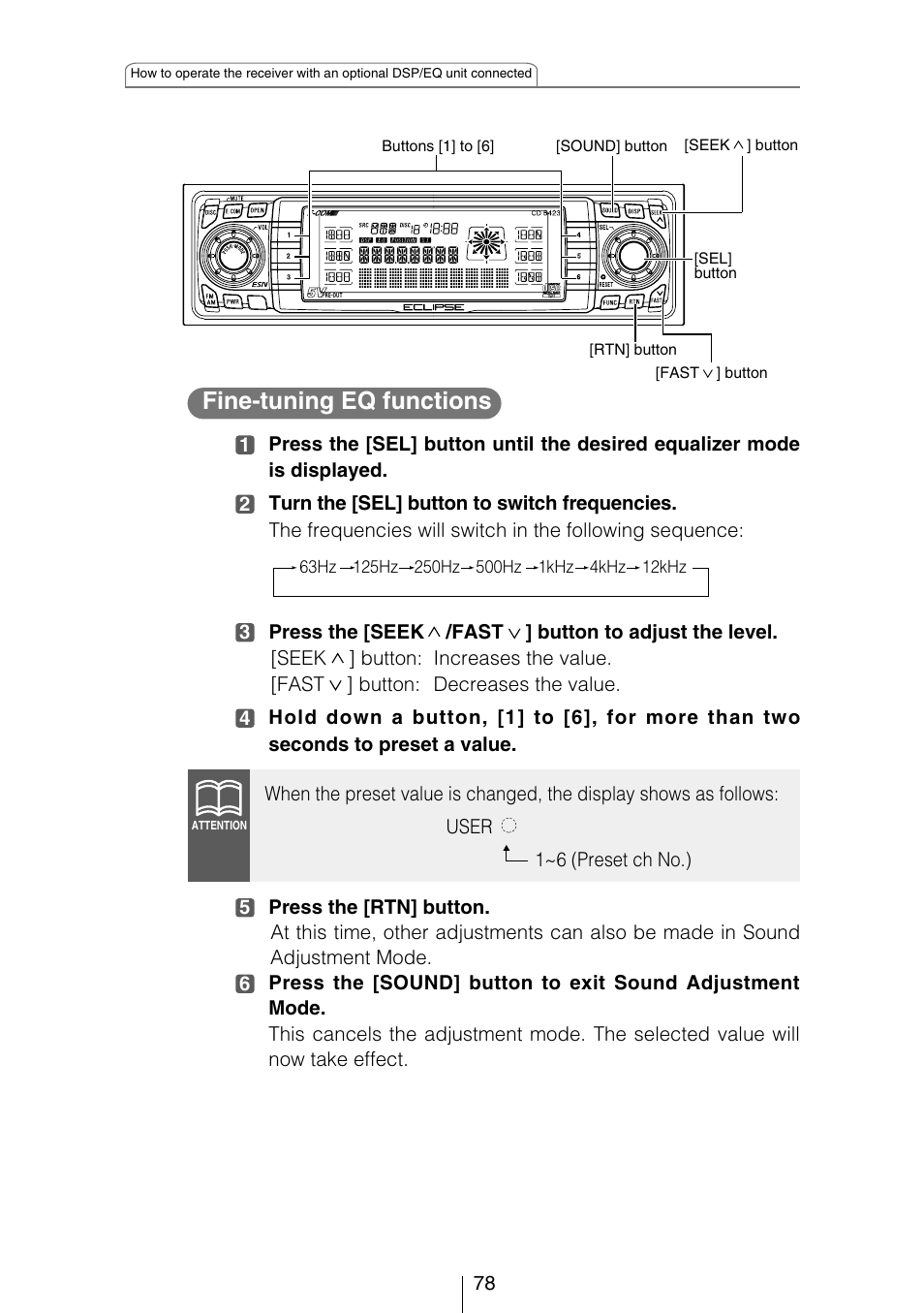 Fine-tuning eq functions | Eclipse - Fujitsu Ten CD5423 User Manual | Page 78 / 96