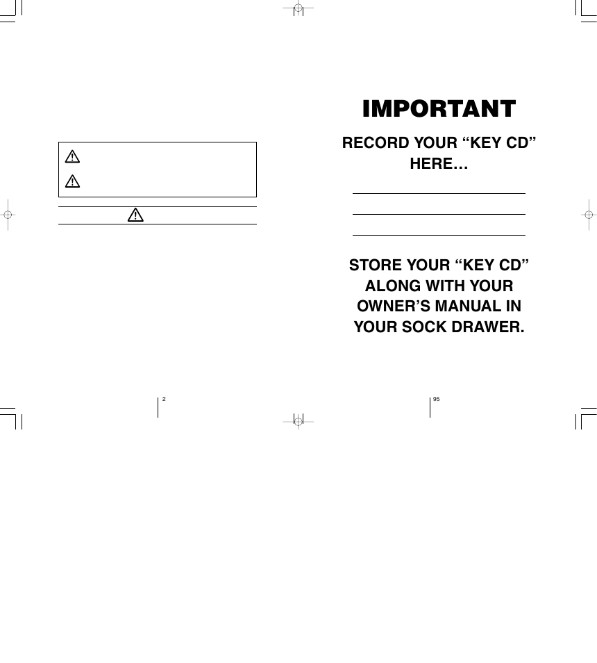 Important | Eclipse - Fujitsu Ten CD5423 User Manual | Page 95 / 96