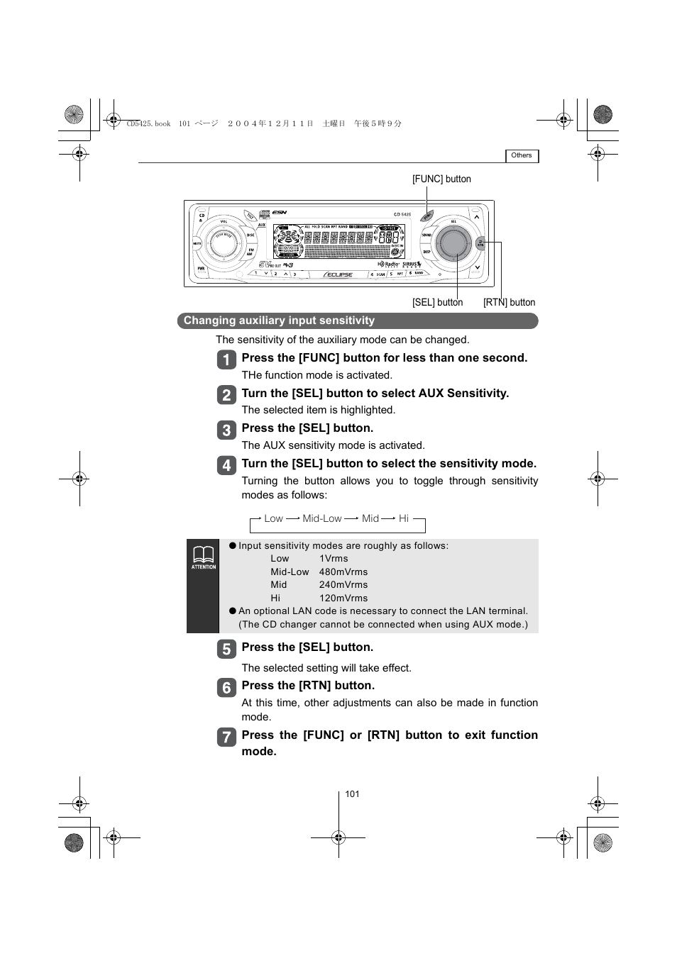 Eclipse - Fujitsu Ten CD5425 User Manual | Page 101 / 124